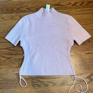 Mock Neck Open Back Sweater Tee